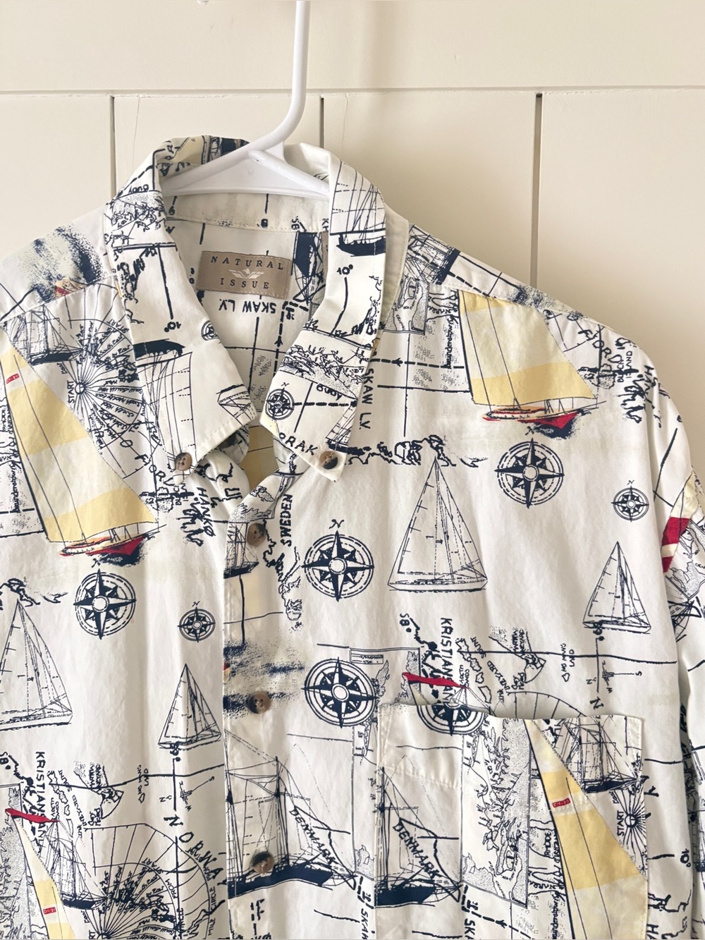 Vintage 90s Natural Issues sailboat nautical resort men’s button down shirt XL